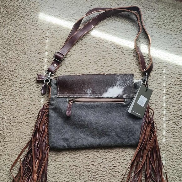Western Cowhide Leather Fringe Shoulder Bag Myra Crossbody bag NWT - Picture 2 of 5